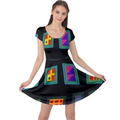 Abstract A Colorful Modern Illustration Cap Sleeve Dresses by Simbadda