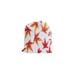 Colorful Autumn Leaves On White Background Drawstring Pouches (xs)  by Simbadda
