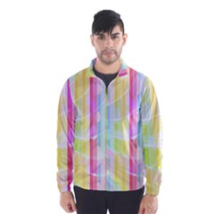 Colorful Abstract Stripes Circles And Waves Wallpaper Background Wind Breaker (men) by Simbadda