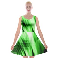 Abstract Background Green Velvet Skater Dress by Simbadda