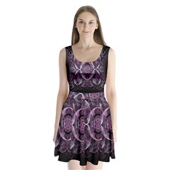 Fractal In Lovely Swirls Of Purple And Blue Split Back Mini Dress  by Simbadda