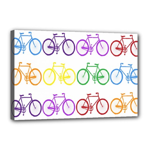 Rainbow Colors Bright Colorful Bicycles Wallpaper Background Canvas 18  X 12  by Simbadda