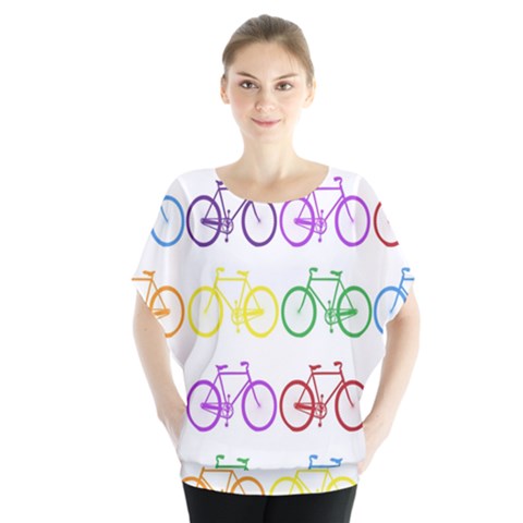 Rainbow Colors Bright Colorful Bicycles Wallpaper Background Blouse by Simbadda