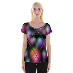 Soft Balls In Color Behind Glass Tile Women s Cap Sleeve Top by Simbadda