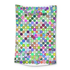 Colorful Dots Balls On White Background Small Tapestry by Simbadda