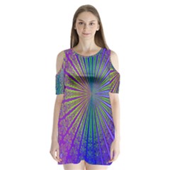 Blue Fractal That Looks Like A Starburst Shoulder Cutout Velvet  One Piece by Simbadda