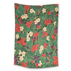 Berries And Leaves Large Tapestry by Simbadda