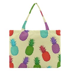 Colorful Pineapples Wallpaper Background Medium Tote Bag by Simbadda