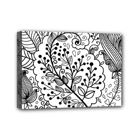 Black Abstract Floral Background Mini Canvas 7  X 5  by Simbadda