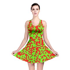 Colorful Qr Code Digital Computer Graphic Reversible Skater Dress by Simbadda