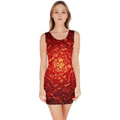 Abstract Red Lava Effect Sleeveless Bodycon Dress by Simbadda