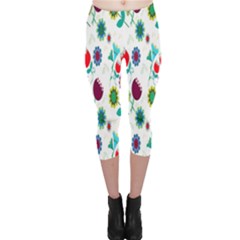 Lindas Flores Colorful Flower Pattern Capri Leggings  by Simbadda