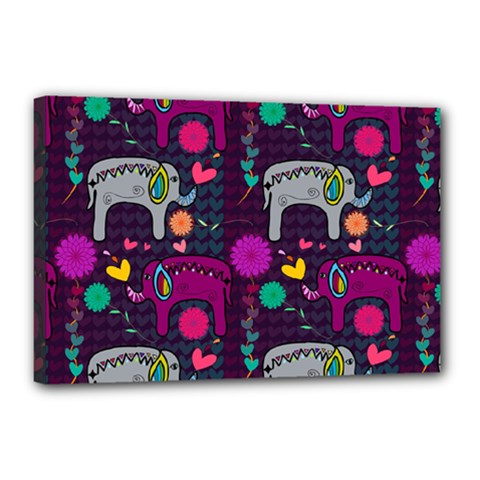 Colorful Elephants Love Background Canvas 18  X 12  by Simbadda