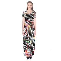 Abstract Composition Digital Processing Short Sleeve Maxi Dress by Simbadda