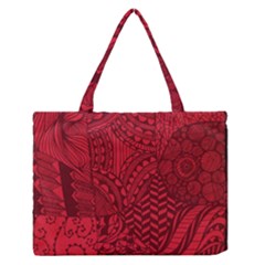 Deep Red Background Abstract Medium Zipper Tote Bag by Simbadda