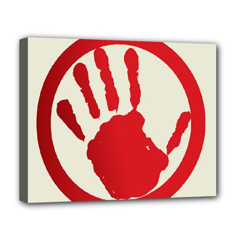 Bloody Handprint Stop Emob Sign Red Circle Deluxe Canvas 20  X 16   by Mariart
