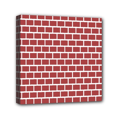 Brick Line Red White Mini Canvas 6  X 6 