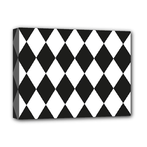 Broken Chevron Wave Black White Deluxe Canvas 16  X 12   by Mariart