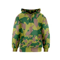 Camouflage Green Yellow Brown Kids  Zipper Hoodie by Mariart