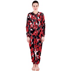 Bloodshot Camo Red Urban Initial Camouflage Onepiece Jumpsuit (ladies) 