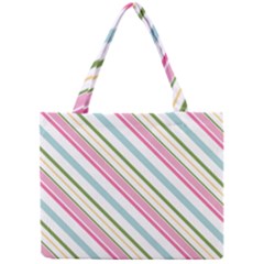 Diagonal Stripes Color Rainbow Pink Green Red Blue Mini Tote Bag by Mariart