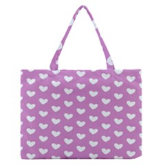 Heart Love Valentine White Purple Card Medium Zipper Tote Bag by Mariart