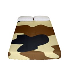 Initial Camouflage Camo Netting Brown Black Fitted Sheet (full/ Double Size) by Mariart