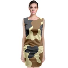 Initial Camouflage Camo Netting Brown Black Classic Sleeveless Midi Dress by Mariart