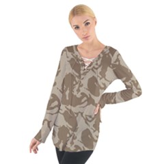 Initial Camouflage Brown Women s Tie Up Tee by Mariart