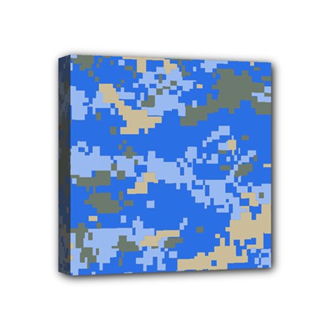 Oceanic Camouflage Blue Grey Map Mini Canvas 4  X 4 