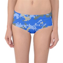 Oceanic Camouflage Blue Grey Map Mid-waist Bikini Bottoms by Mariart