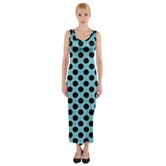 Polka Dot Blue Black Fitted Maxi Dress by Mariart