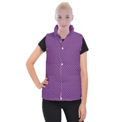 Polka Dot Purple Blue Women s Button Up Puffer Vest by Mariart