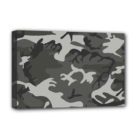 Initial Camouflage Grey Deluxe Canvas 18  X 12   by Mariart