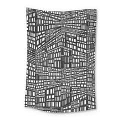 Plaid Black White Small Tapestry by Mariart