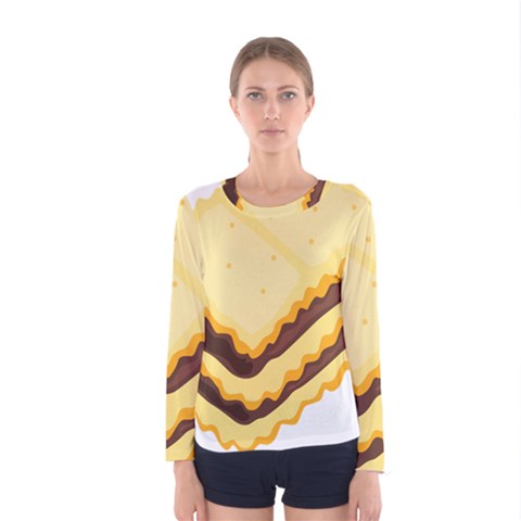 Sandwich Biscuit Chocolate Bread Women s Long Sleeve Tee by Mariart