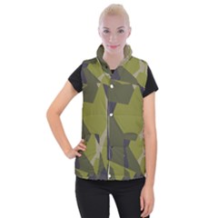 Unifom Camuflage Green Frey Purple Falg Women s Button Up Puffer Vest by Mariart