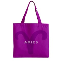 Zodiac Aries Zipper Grocery Tote Bag by Mariart