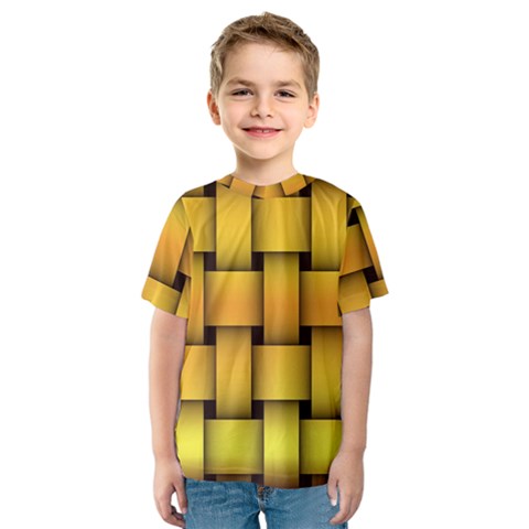 Rough Gold Weaving Pattern Kids  Sport Mesh Tee by Simbadda