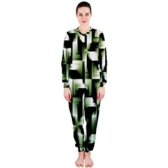 Green Black And White Abstract Background Of Squares Onepiece Jumpsuit (ladies)  by Simbadda