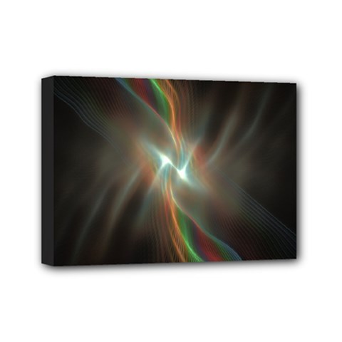 Colorful Waves With Lights Abstract Multicolor Waves With Bright Lights Background Mini Canvas 7  X 5  by Simbadda