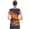 Abstract Orange Black Sunset Clouds Short Sleeve Front Detail Top View2