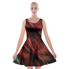 Abstract Green And Red Background Velvet Skater Dress by Simbadda