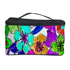 Floral Colorful Background Of Hand Drawn Flowers Cosmetic Storage Case by Simbadda