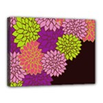 Floral Card Template Bright Colorful Dahlia Flowers Pattern Background Canvas 16  x 12 