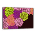Floral Card Template Bright Colorful Dahlia Flowers Pattern Background Canvas 18  x 12 