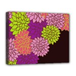 Floral Card Template Bright Colorful Dahlia Flowers Pattern Background Deluxe Canvas 20  x 16  
