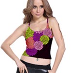 Floral Card Template Bright Colorful Dahlia Flowers Pattern Background Spaghetti Strap Bra Top