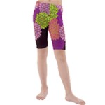 Floral Card Template Bright Colorful Dahlia Flowers Pattern Background Kids  Mid Length Swim Shorts
