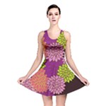 Floral Card Template Bright Colorful Dahlia Flowers Pattern Background Reversible Skater Dress